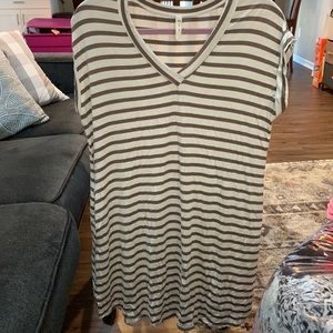 White and grey Womens dress with pockets